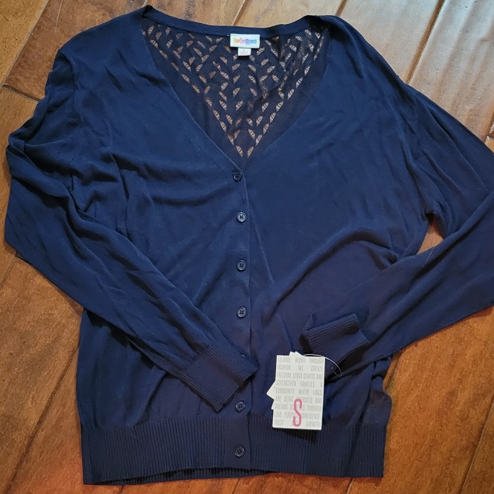 Lularoe Cheryl Cardigan NWT Navy S